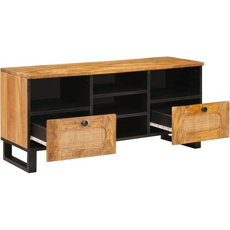 Meuble TV Marron 100 x 33 x 46 cm Bois de mangue massif (1/5)