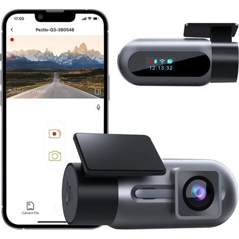 Caméra de voiture sans fil FHD 1080P Enregistreur vidéo compact avec contrôle via application. mode parking 24h/24. détection de collision et enregistrement en boucle. idéale pour votre (1/5)
