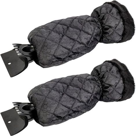 Grattoir à glace pour pare-brise voiture - Lot de 2 avec gant imperméable - Noir (1/5)