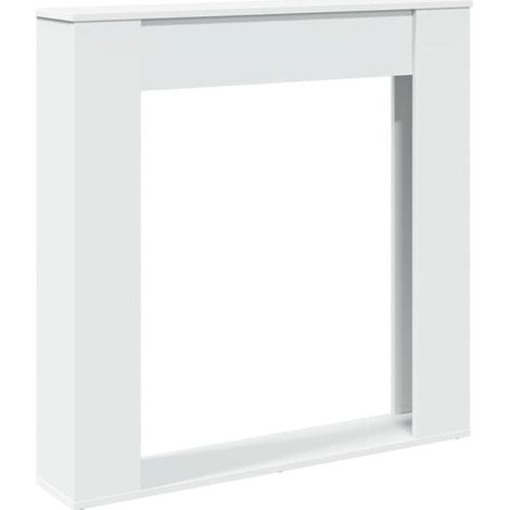 Manteau de cheminée blanc, 100x20x100 cm, bois d'ingénierie. (1/5)