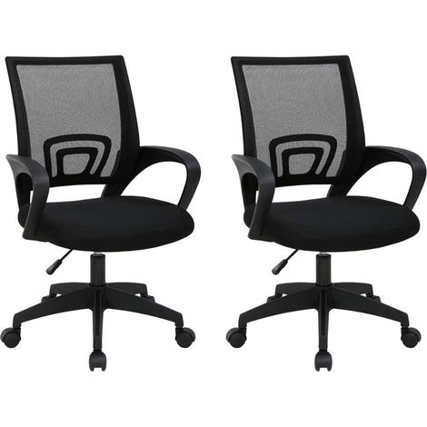 DASCK - Pack de 2 - Silla de Oficina Ergonómica de Malla con Altura Ajustable y Pie Negro