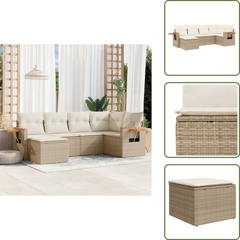 Salon de jardin avec coussins 6 pcs beige résine tressée - Ensemble Salon Jardin - Meuble Extérieur - Résine Tressée - Rotin Synthétique - Mobilier De Jardin (1/5)