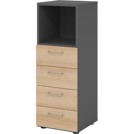 bümö smart Schubladen Kombi - 4 Schübe   Graphit/Eiche