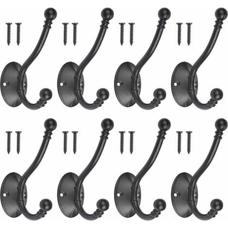 coat hooks - Vintage style - Black metal - 15kg load capacity per hook