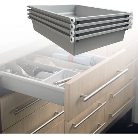 Longueur 250 mm - Lot de 4 Tiroirs en Kit Profondeur 480 mm. en ABS Résistant et Lavable Usage Polyvalent (1/2)