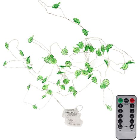 Lichterkette in Form eines vierblättrigen Kleeblatts, 50 LED-Perlen, handgefertigte dekorative Girlande, ideal für Indoor-Partys, 5 Meter lang. (1/5)