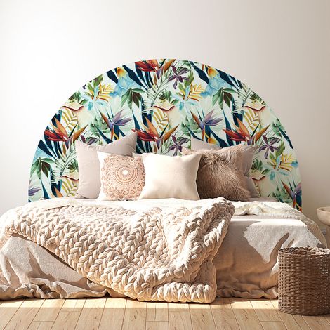 Stickers tête de lit - Motif Tropical - 160 x 130 cm - Pour lits (120 à 140 cm) - Adhésif MAT (1/2)