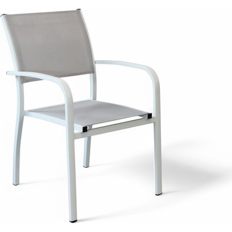 Sedia poltrona in alluminio con braccioli e schienale moderno elegante Peco - Bianco (1/4)