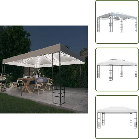 Tonnelle avec guirlande lumineuse à LED 4x3x2,7 m Blanc - Tente De Jardin - Abri Jardin - Gazebo - Auvent - Parasol (1/5)