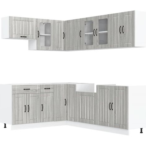 Maison Exclusive - Mueble cocina Lucca sonoma gris 11 pzas madera