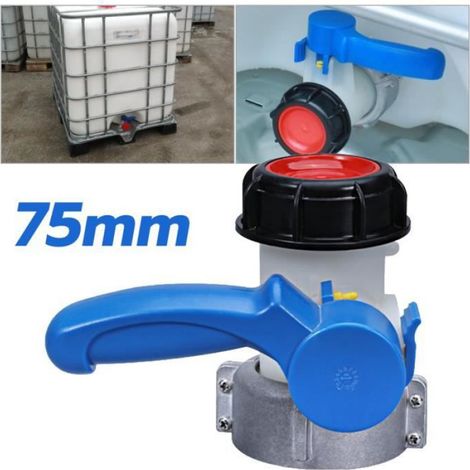 Robinet à clapet DN50 pour cuve 1000 litres IBC, IBC Adaptateur de Robinet Raccord Rapide, 75mm (1/4)