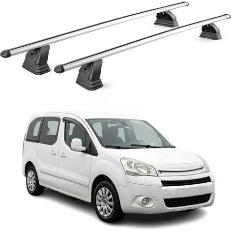 OMAC Barres de toit transversales en aluminium pour Citroen Berlingo II 2008-2018 – TÜV / DIN 75302:2019 – Antivol inclus – Charge max 75 kg – 2 barres – Gris (1/4)