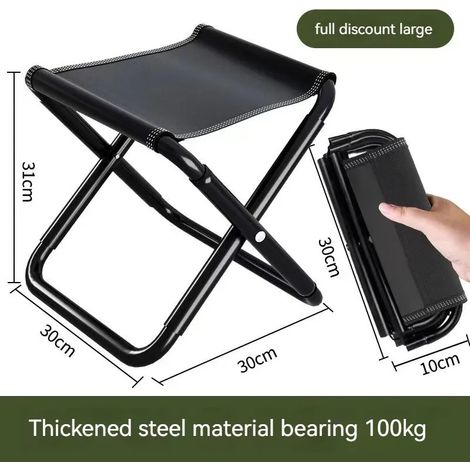 (A02-L) Chaise d'extérieur pliable en aluminium, portable, idéale pour le camping, la pêche et la randonnée. Tabouret de jardin pliable avec rangement mini. (1/4)