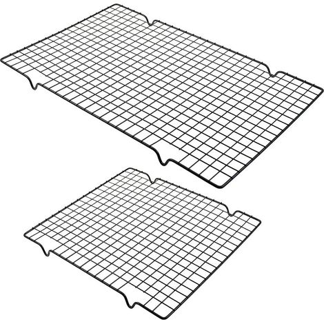 2 Grille de refroidissement, Acier au carbone, Revêtement antiadhésif, Noir, Pour gâteaux et biscuits (1/5)