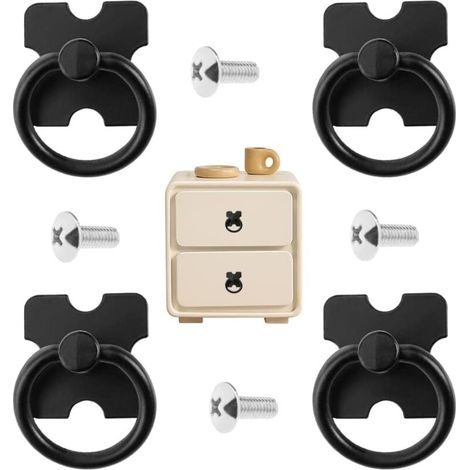 Poignées de tiroir et anneau de tirage, lot de 4 boutons de tiroir vintage, poignées décoratives antiques, boutons de porte d'armoire, poignée en alliage à trou unique pour armoire, armoire, commode,  (1/4)