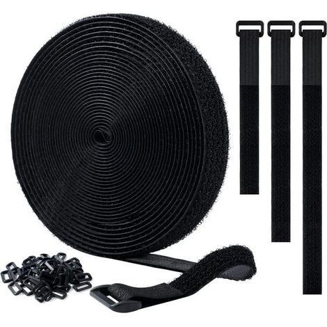 Fascette per cavi autoadesive riutilizzabili da 10 m x 20 mm con 50 anelli, adatte per la gestione dei cavi, l'ufficio e l'uso domestico. (1/4)
