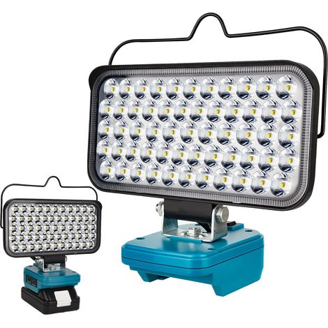 Lampe de travail LED sans fil pour batterie 18 V, projecteur portable 174 W, éclairage compact 10800 lm avec type C et charge rapide USB pour camping, randonnée, pêche, panne de courant (1/5)