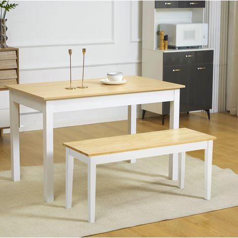 Banco de 2 plazas 102 x 36 x 45 cm de madera de pino blanco, carga máx. 220 kg DESVIAE (1/5)