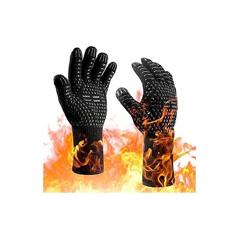 Ofenhandschuhe, 500 °C, hitzebeständige Handschuhe, XL-Größe, schnittfeste Grillhandschuhe, rutschfeste Silikon-Grillhandschuhe, Küchensichere Kochhandschuhe für Herren, Ofenhandschuhe, Smoker