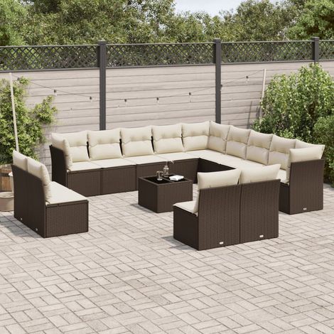 VidaXL - Salon de jardin 10 places - résine tressée noire avec coussins - extérieur (1/3)