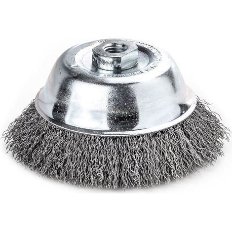 LESSMANN Steel Wire Cup Brush with 0.35mm Wavy Steel Wire for Heavy-Duty Cleaning and Surface Preparation (1/4)
