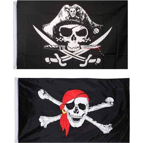 Piratenflagge, zweiteilige Totenkopfflagge, Piratenpartyflagge, Piratenflagge von Jolly Roger für Halloween-Dekoration, Piratenspiele, Piratenpartys, Piraten-Cosplay