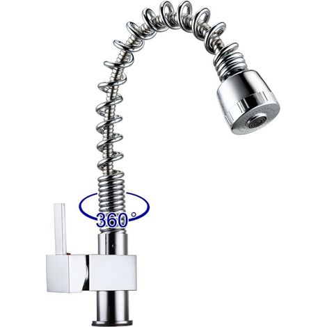 Rubinetto miscelatore da cucina moderno con doccetta estraibile, miscelatore monocomando per lavello, bocca girevole. (1/4)