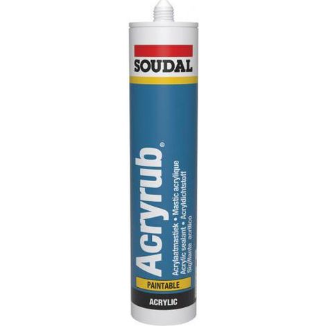 Acryrub - Mastic acrylique EC 1 PLUS - Soudal - Poche de 600 ml Blanc