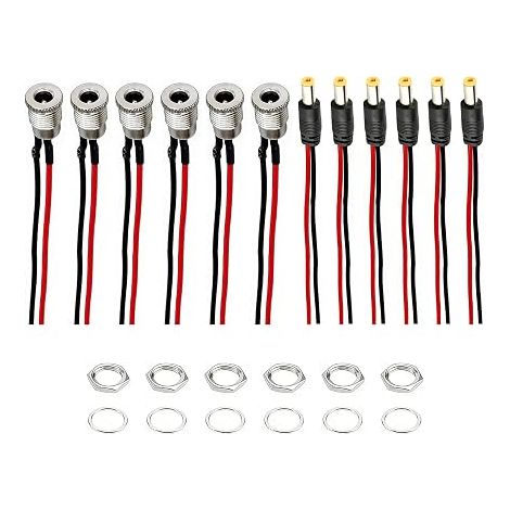 12V DC Connector 0.5 x 0.3 cm DC Male Female Pigtail Cable with DC Jack Plug Mounting Nuts, CCTV Camera Adapter LED Tape Audio Video Surveillance DIY Electronics (1/5)