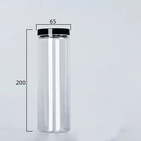 (noir - 630 ml) Boîte de conservation transparente avec couvercle, bouteille d'emballage vide en plastique, seau de rangement circulaire, boîte à biscuits, boîte de conservation alimentaire scellée, r (1/5)