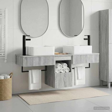 vidaXL Bathroom Furniture Set 3 pcs Grey Sonoma Engineered Wood (1/5)