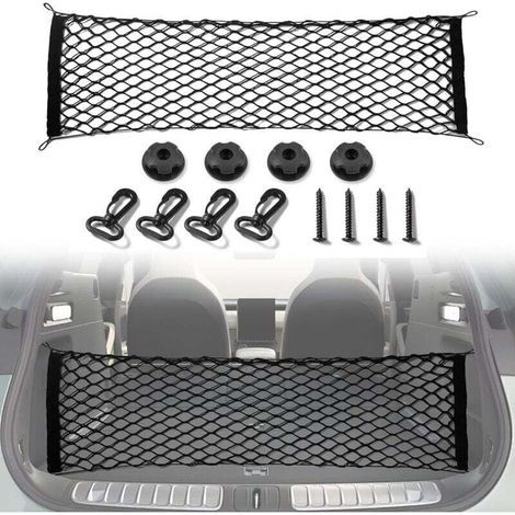 Filet de rangement extensible pour coffre de voiture, accessoire extérieur, réglable et élastique, avec crochet, pour SUV, voitures et camions (90 x 40 cm) (1/4)