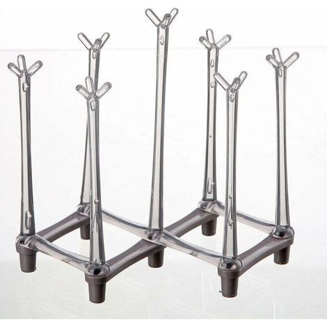 Égouttoir à bouteilles extensible - Égouttoir à bouteilles - Porte-bouteilles - Égouttoir à vaisselle - Gris - Égouttoir à tasses extensible - Gris - Égouttoir à vaisselle en plastique - Égouttoir à v (1/4)