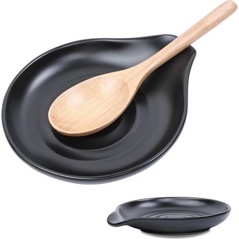 Repose-cuillère en céramique motif spirale pour cuisinière et comptoir de cuisine et table, support de cuillère de cuisine résistant à la chaleur, diamètre 13 cm, grand repose-cuillère pour louche (1/5)