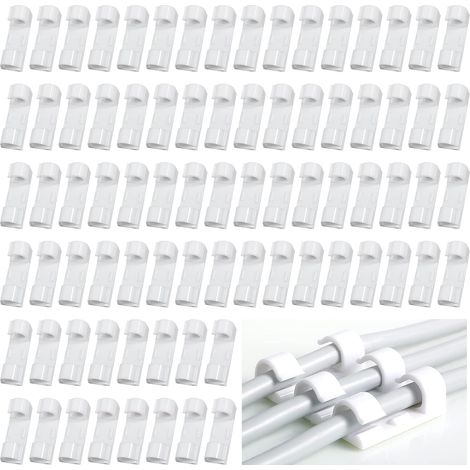 40 clips para cables (blancos), tamaño grande, 40 clips para cables (blancos), tamaño grande (1/5)
