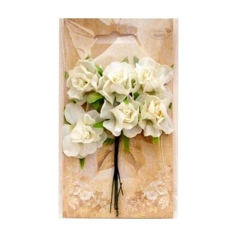 Stoffblumen in Creme, 3 cm, 6 Stück