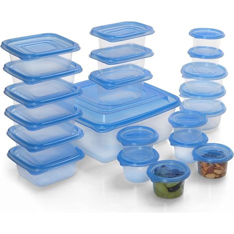 Trade Shop - Conjunto De Contenedores De 21pcs Con Tapa De Plástico Transparente Apilable Microondas - (1/5)
