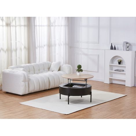 Table basse avec plateau relevable en MDF et métal - Noir et naturel - NIMORA (1/4)