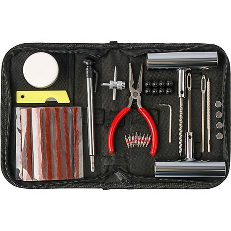 Kit de Mèches Réparation de Pneu,46 Pièces Outils de Meche Pneu Crevaison,avec 40 Bandes de Réparation pour Auto Moto VTT Tracteur (1/5)