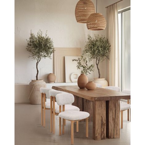Lot de 4 chaises Zuno - Lot de 4 chaises Zuno en tissu beige et pieds métal (1/5)
