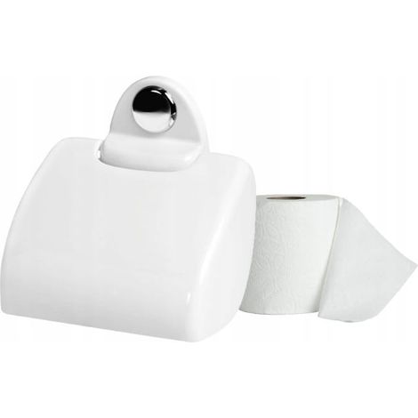 Soporte para papel higiénico Sandra blanco con tapa (1/2)