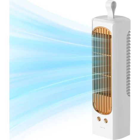 Ventilateur tour silencieux, 3 W, 2000 mAh, oscillation à 90° - Convient pour la maison, le bureau, la chambre, la cuisine, etc. (1/5)