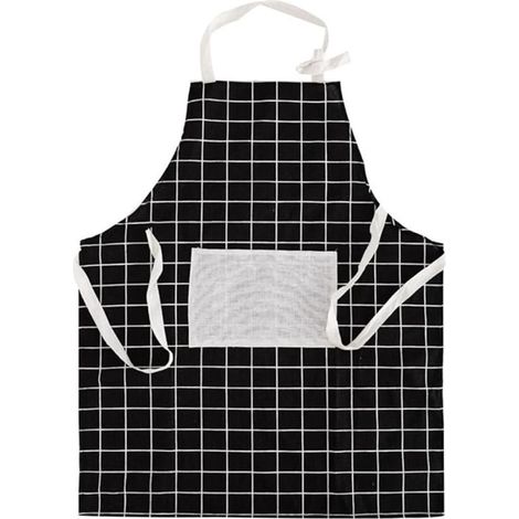 Tabliers avec poche, tablier à bavette réglable, tablier à bavette mignon pour hommes et femmes, cuisine, cuisine, dessin, bricolage, pâtisserie, carreaux noirs, Noir , taille unique (1/5)