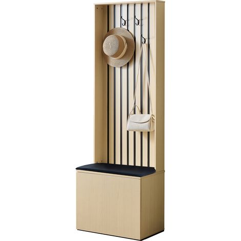 Armoire moderne avec banc et rangement à chaussures – organisateur d'entrée avec 4 crochets, coussin d'assise moelleux et compartiments de rangement – solution élégante et fonctionnelle pour l'entrée (1/5)