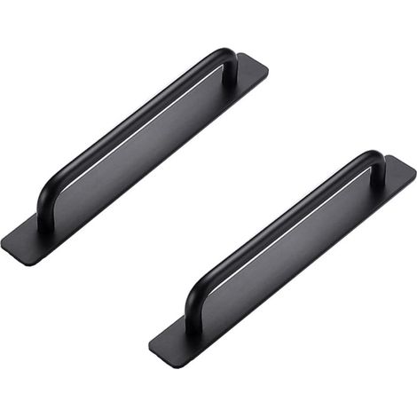 Lot de 2 Poignées Autocollantes en Aluminium pour Armoire Chambre à Coucher Salle de Bain Cuisine Poignées En Acier Inoxydable(170 mm, noir) (1/5)