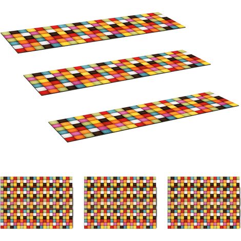 Stufenmatten 15 stk. 76 x 20 cm Buntes Blockmuster Polyester vidaXL (1/5)