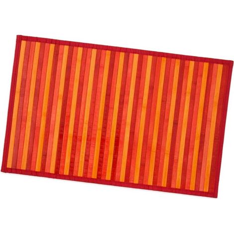 Tapis en Bois de Bambou Cuisine Salle de Bain Chambre Anti-dérapant Petit Déjeuner Napperon Rouge - 50x77 cm (1/3)