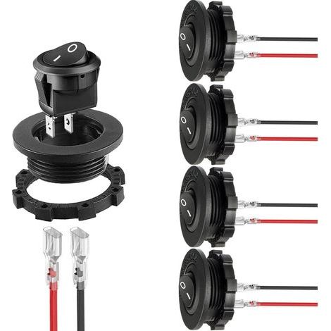 5Pcs interrupteur a bascule 12v, interrupteurs à bascule ronds 6A/250V 10A/125VAC SPST 2Broches ALLUMÉ/ÉTEINT Commutateur avec boîtierétanche pour Voiture,Camion Noir (1/5)
