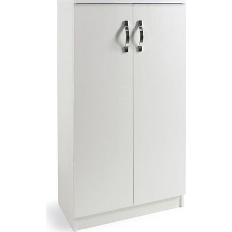 Weißer Mehrzweck-Schuhschrank aus Melaminholz 2 Türen H130x71x38 (1/3)