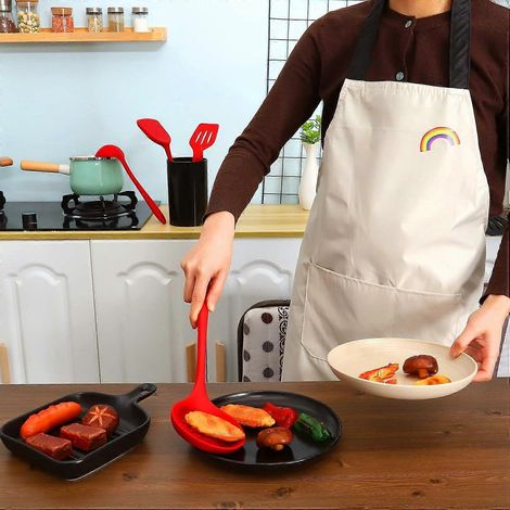 Küchenhelfer-Set aus Silikon (5-teilig), inklusive Pfannenwender und Schaumlöffel. Hitzebeständig bis 230 °C, spülmaschinenfest. (1/4)